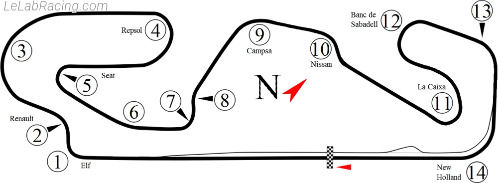 Tracé du circuit Circuit de Barcelona-Catalunya 1991
