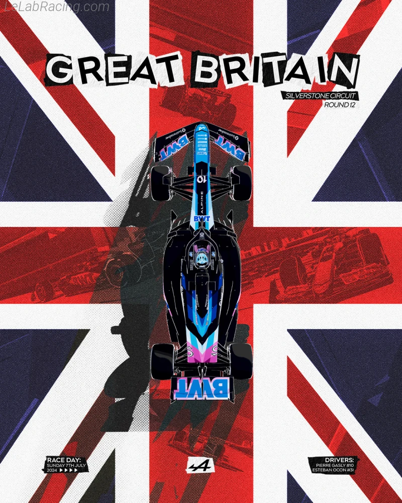 Poster équipe Grand Prix automobile de Grande-Bretagne 2024