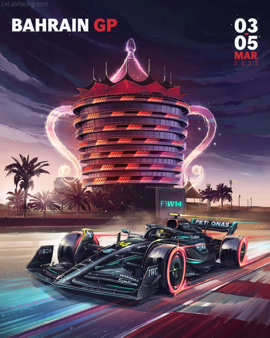 Poster équipe Grand Prix automobile de Bahreïn 2023