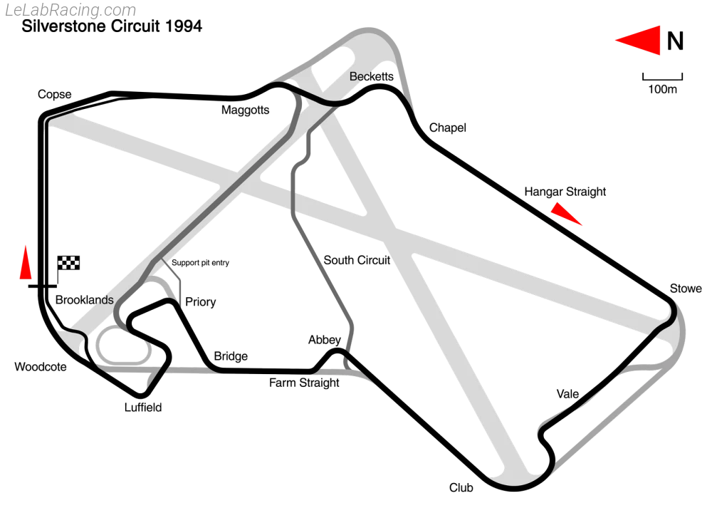 Tracé du circuit Silverstone Circuit 1989