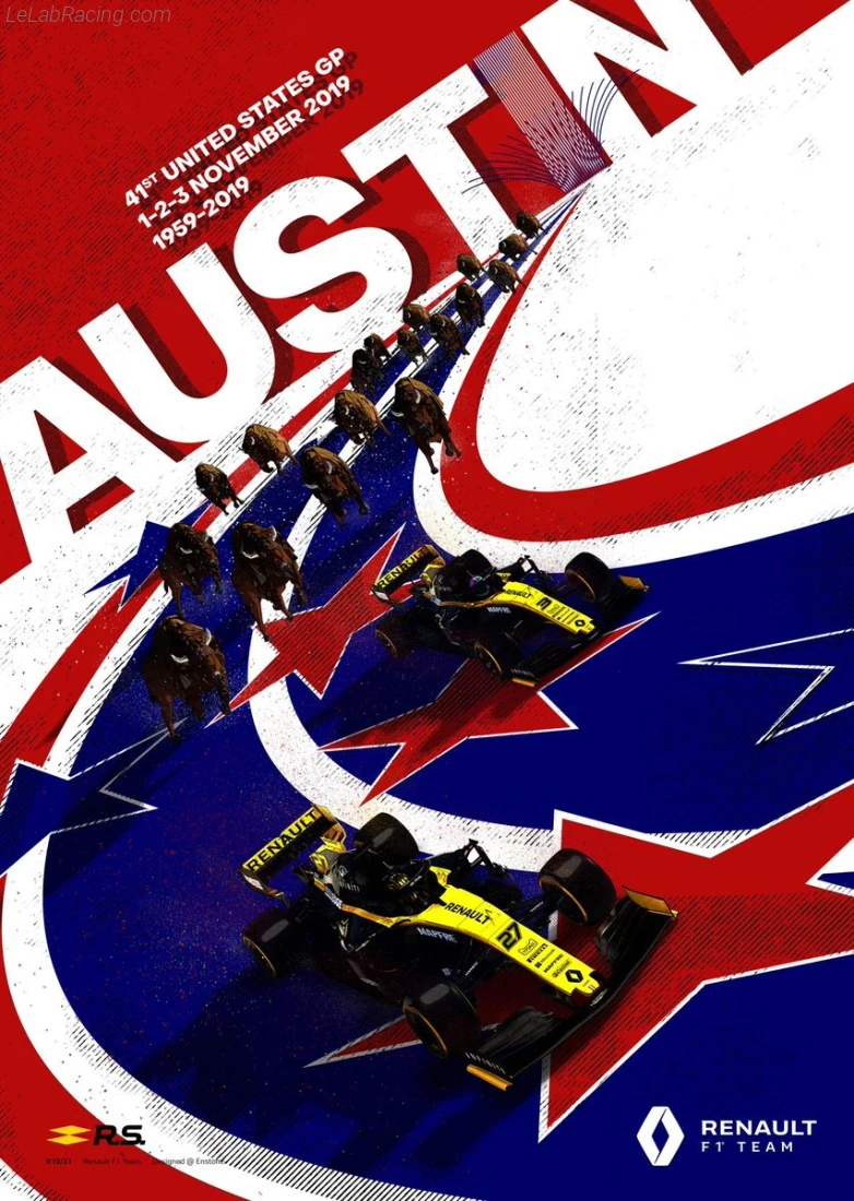 Poster équipe Grand Prix automobile des États-Unis 2019