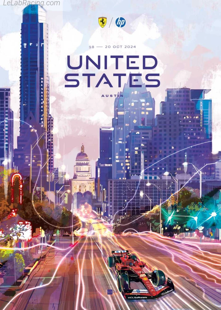Poster équipe Grand Prix automobile des États-Unis 2024
