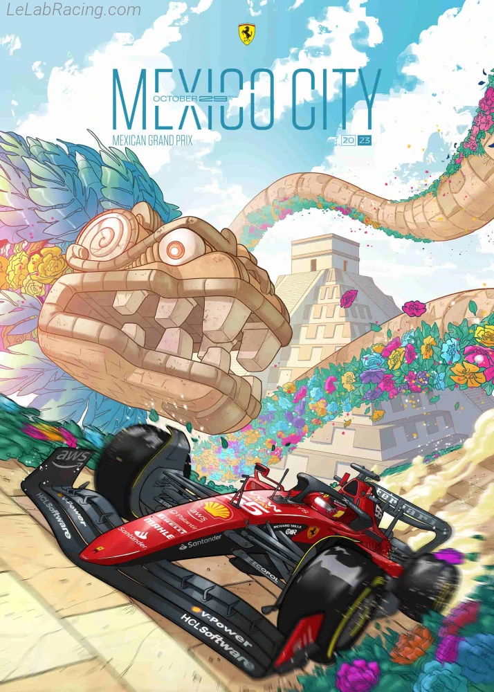 Poster équipe Grand Prix automobile de Mexico 2023