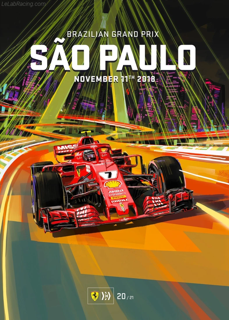 Poster équipe Grand Prix automobile du Brésil 2018