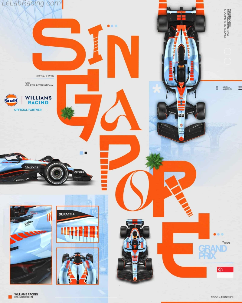 Poster équipe Grand Prix automobile de Singapour 2023