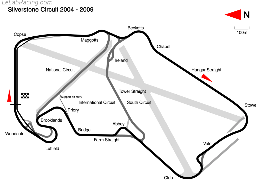 Tracé du circuit Silverstone Circuit 2001
