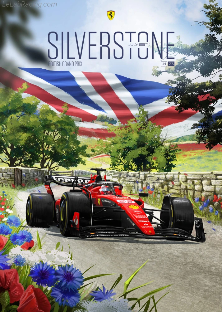 Poster équipe Grand Prix automobile de Grande-Bretagne 2023