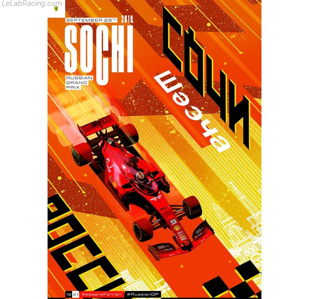 Poster équipe Grand Prix automobile de Russie 2019