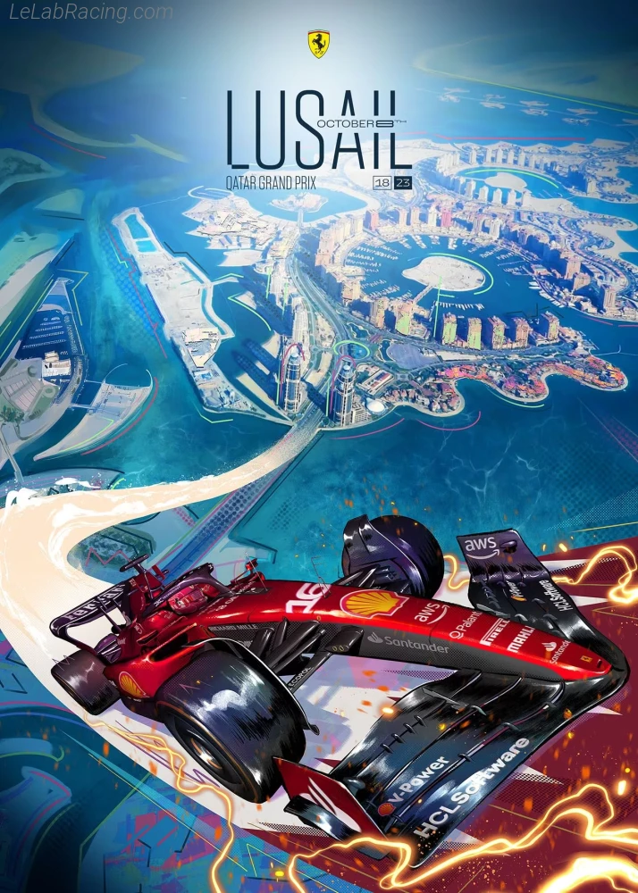 Poster équipe Grand Prix automobile du Qatar 2023