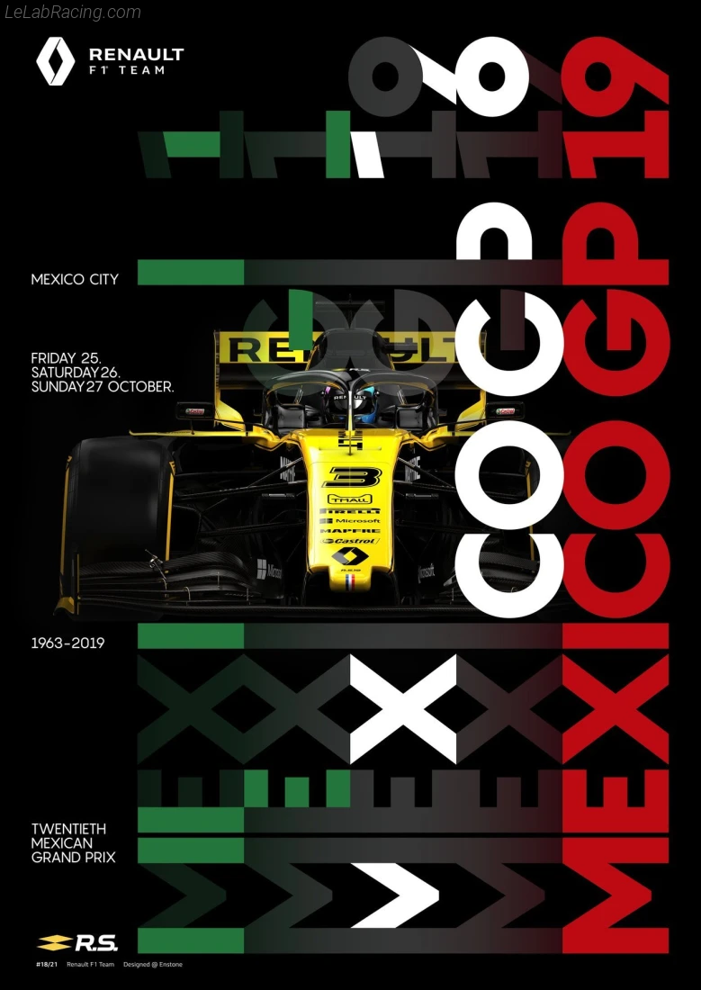 Poster équipe Grand Prix automobile du Mexique 2019