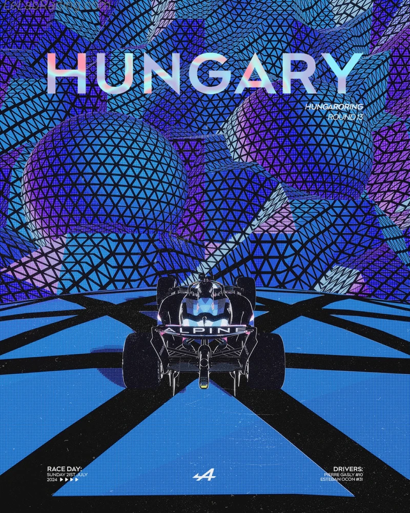 Poster équipe Grand Prix automobile de Hongrie 2024