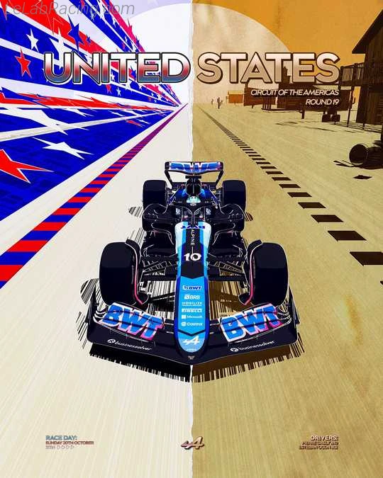 Poster équipe Grand Prix automobile des États-Unis 2024