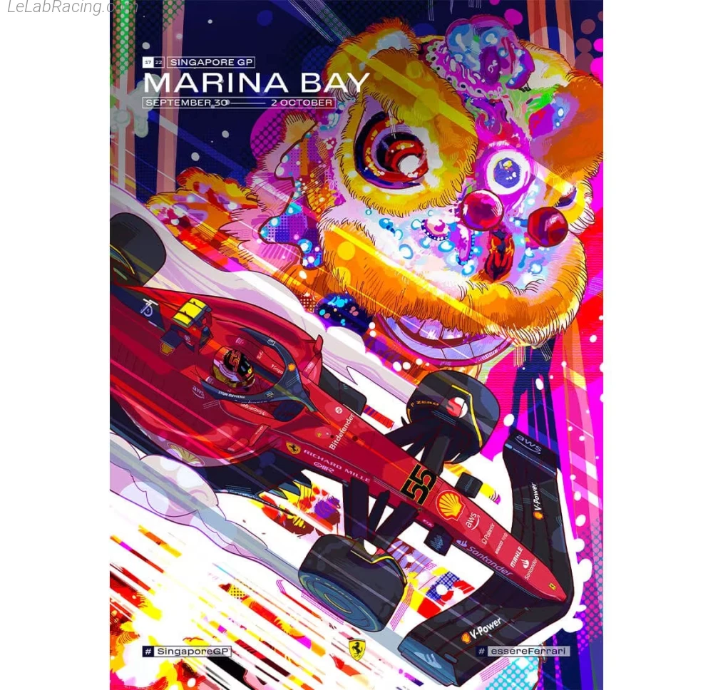 Poster équipe Grand Prix automobile de Singapour 2022