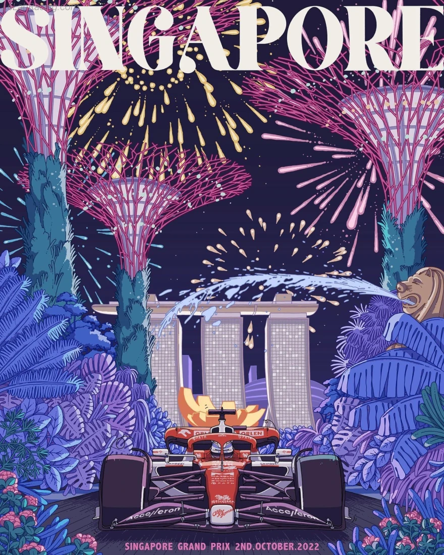 Poster équipe Grand Prix automobile de Singapour 2022