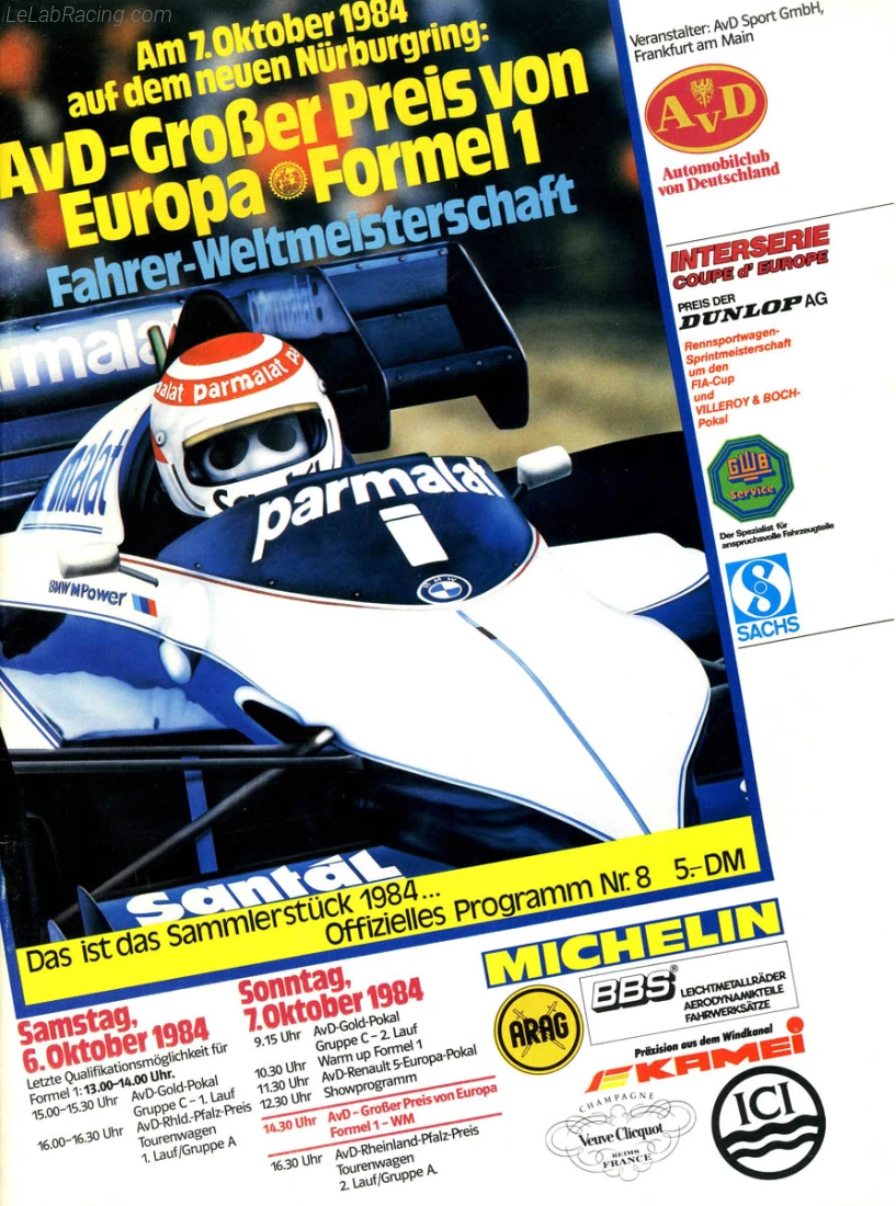 Poster d'un grand prix de la saison de F1 1984