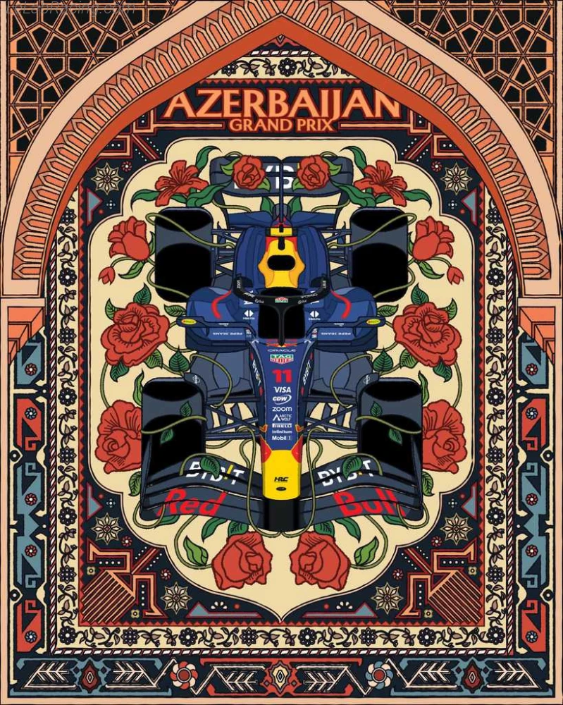 Poster équipe Grand Prix automobile d'Azerbaïdjan 2024