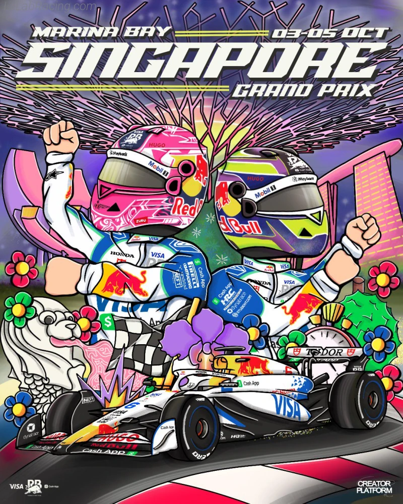 Poster équipe Grand Prix automobile de Singapour 2025