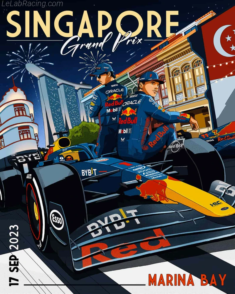 Poster équipe Grand Prix automobile de Singapour 2023