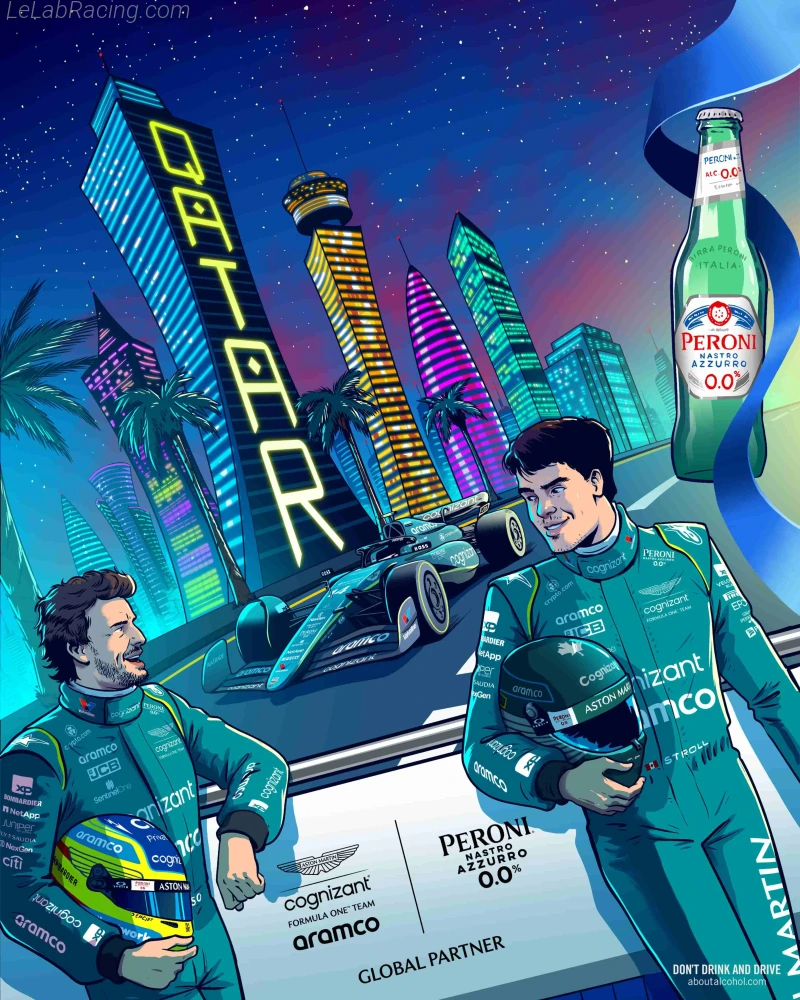 Poster équipe Grand Prix automobile du Qatar 2023