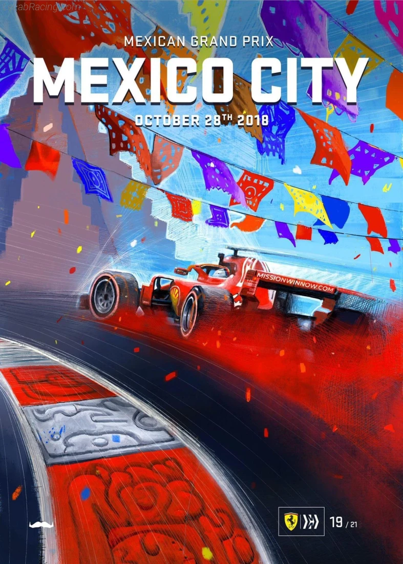 Poster équipe Grand Prix automobile du Mexique 2018