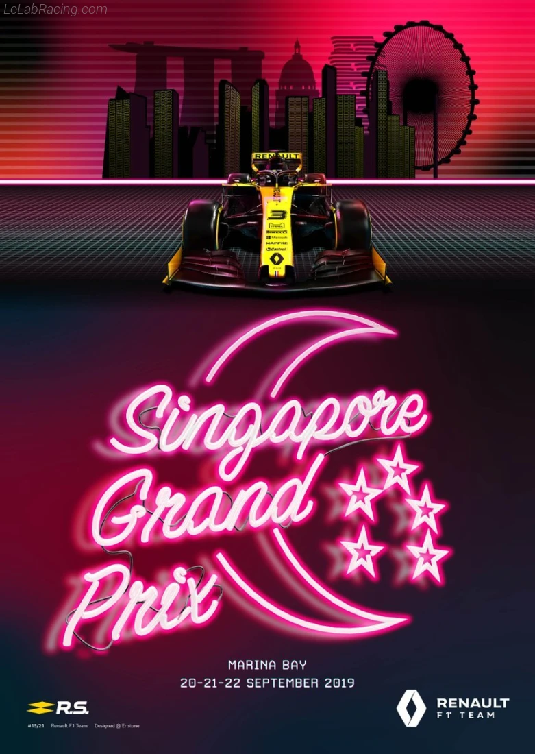 Poster équipe Grand Prix automobile de Singapour 2019