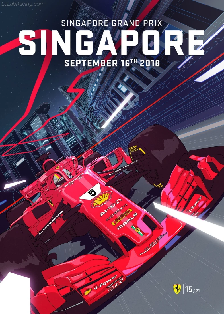 Poster équipe Grand Prix automobile de Singapour 2018