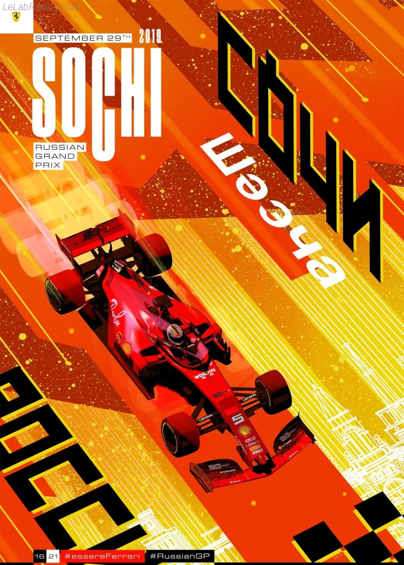 Poster équipe Grand Prix automobile de Russie 2019