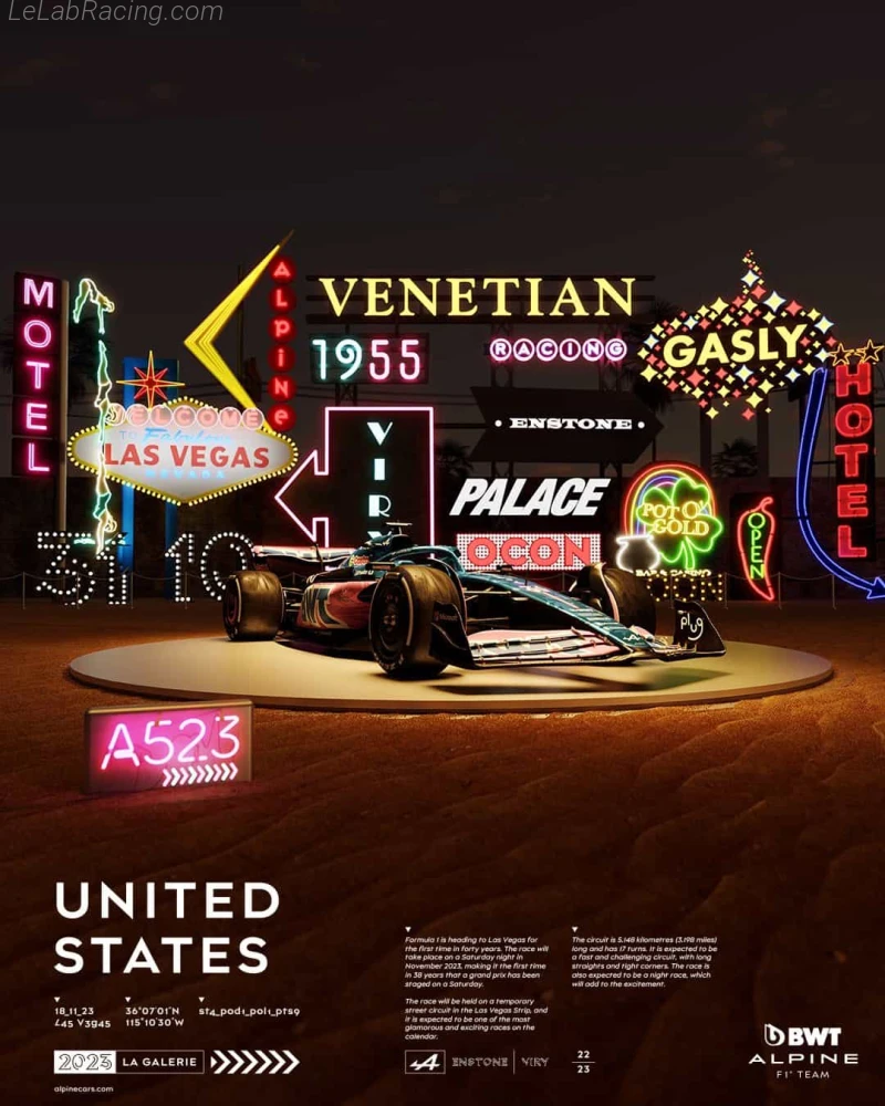 Poster équipe Grand Prix automobile de Las Vegas 2023