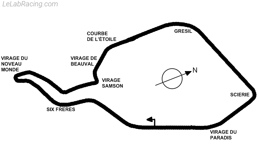 Tracé du circuit Rouen-Les-Essarts 1952