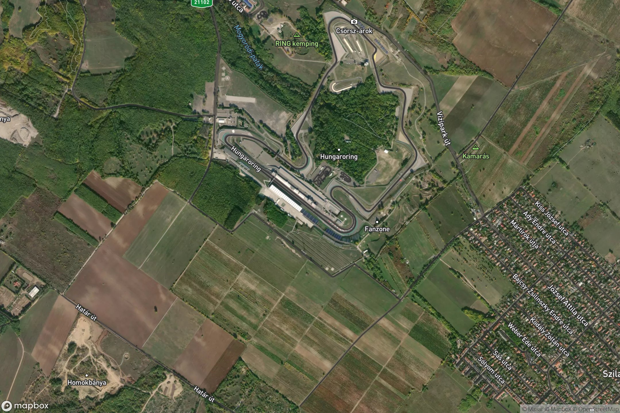 Vue satellite du circuit Hungaroring