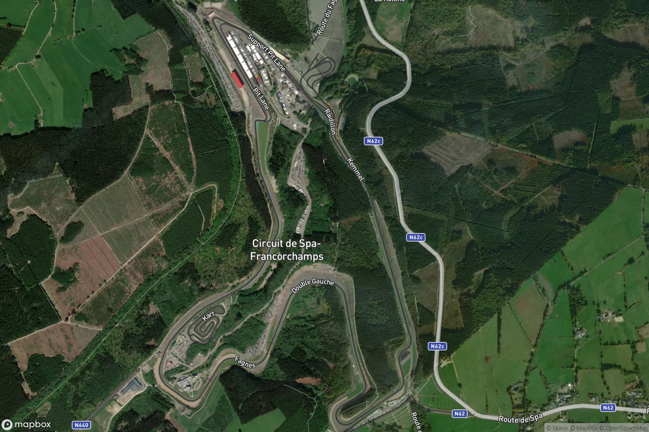 Vue satellite du circuit de Spa-Francorchamps