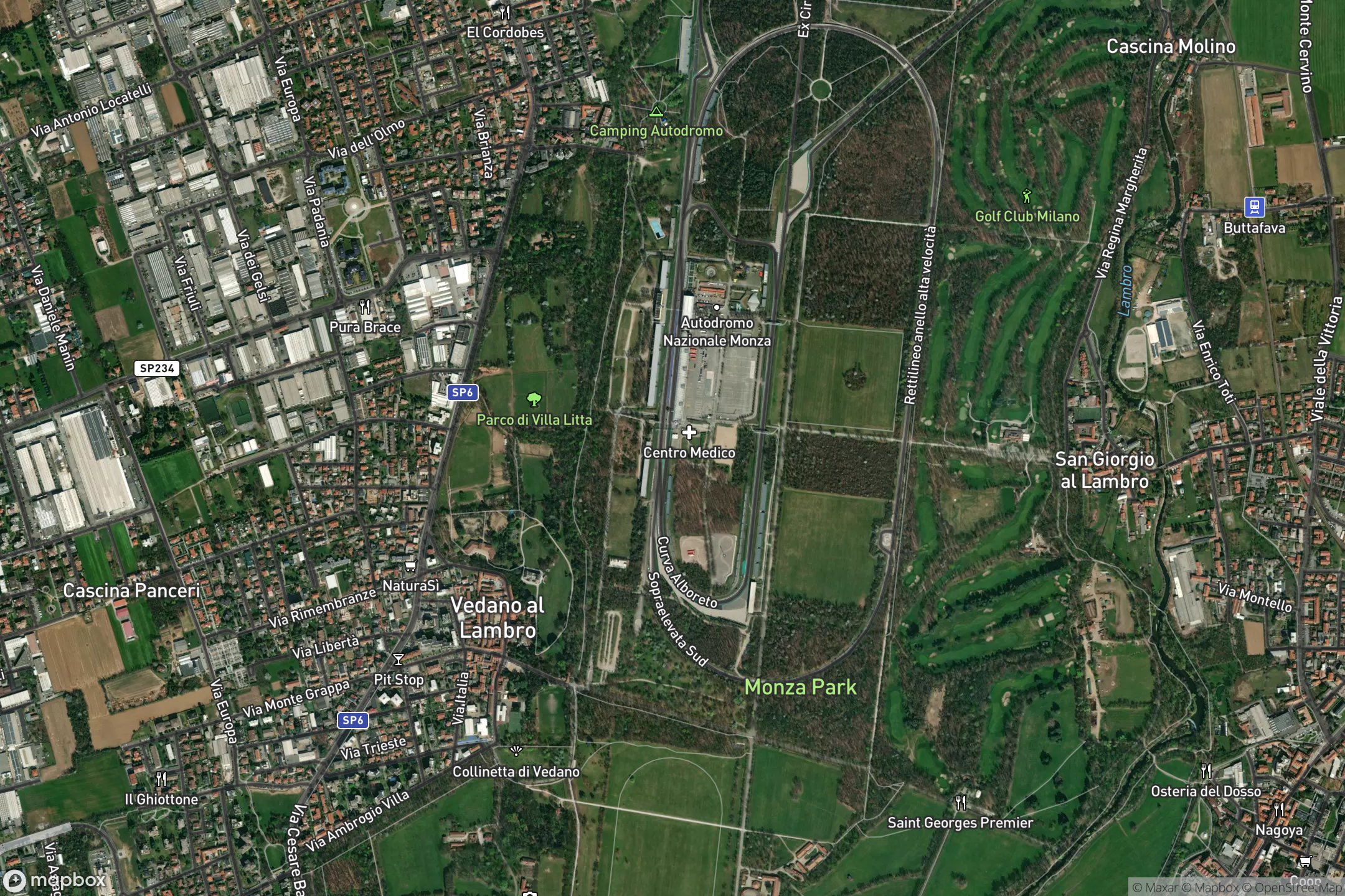 Vue satellite du circuit Autodromo Nazionale di Monza