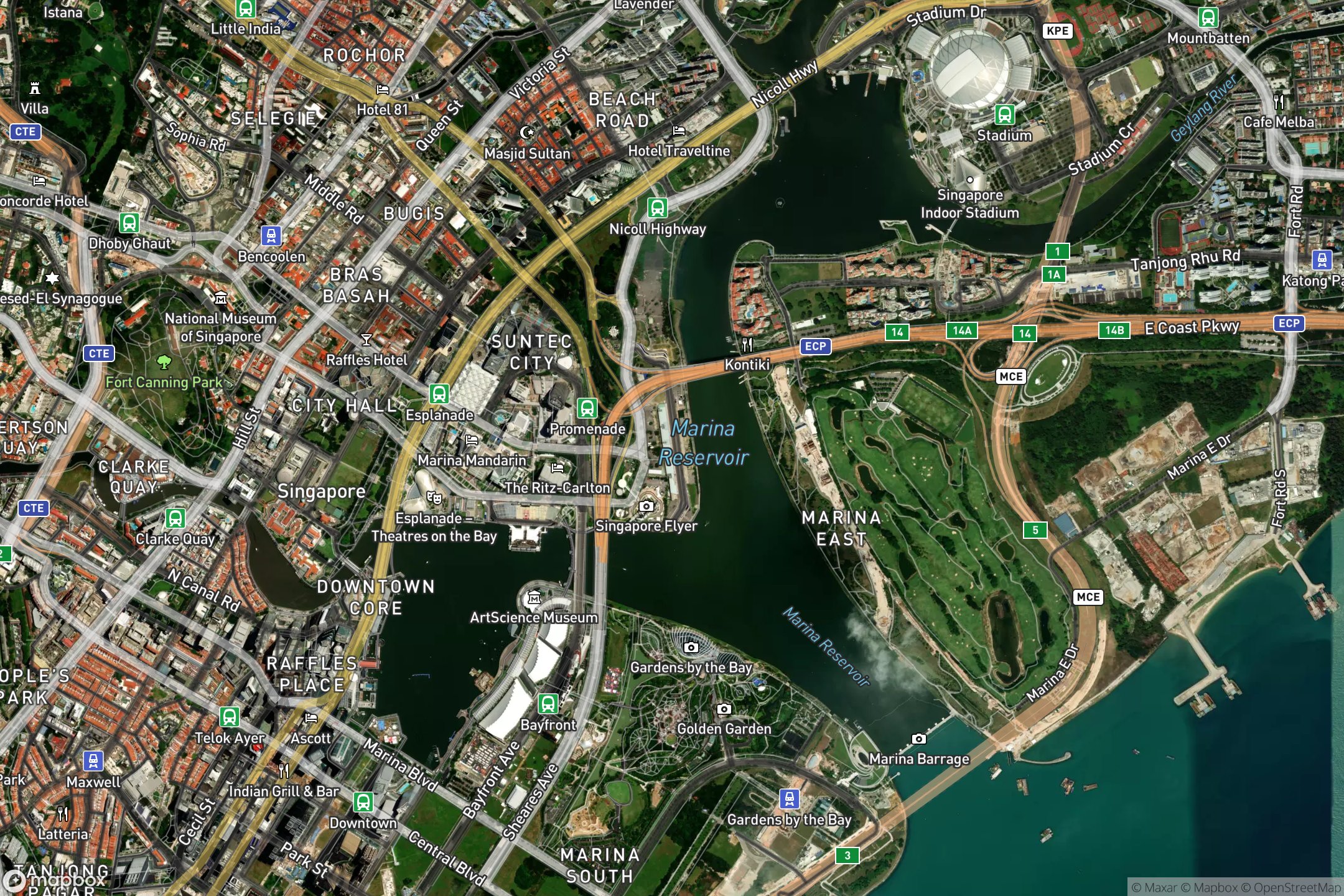 Vue satellite du circuit Marina Bay Street 