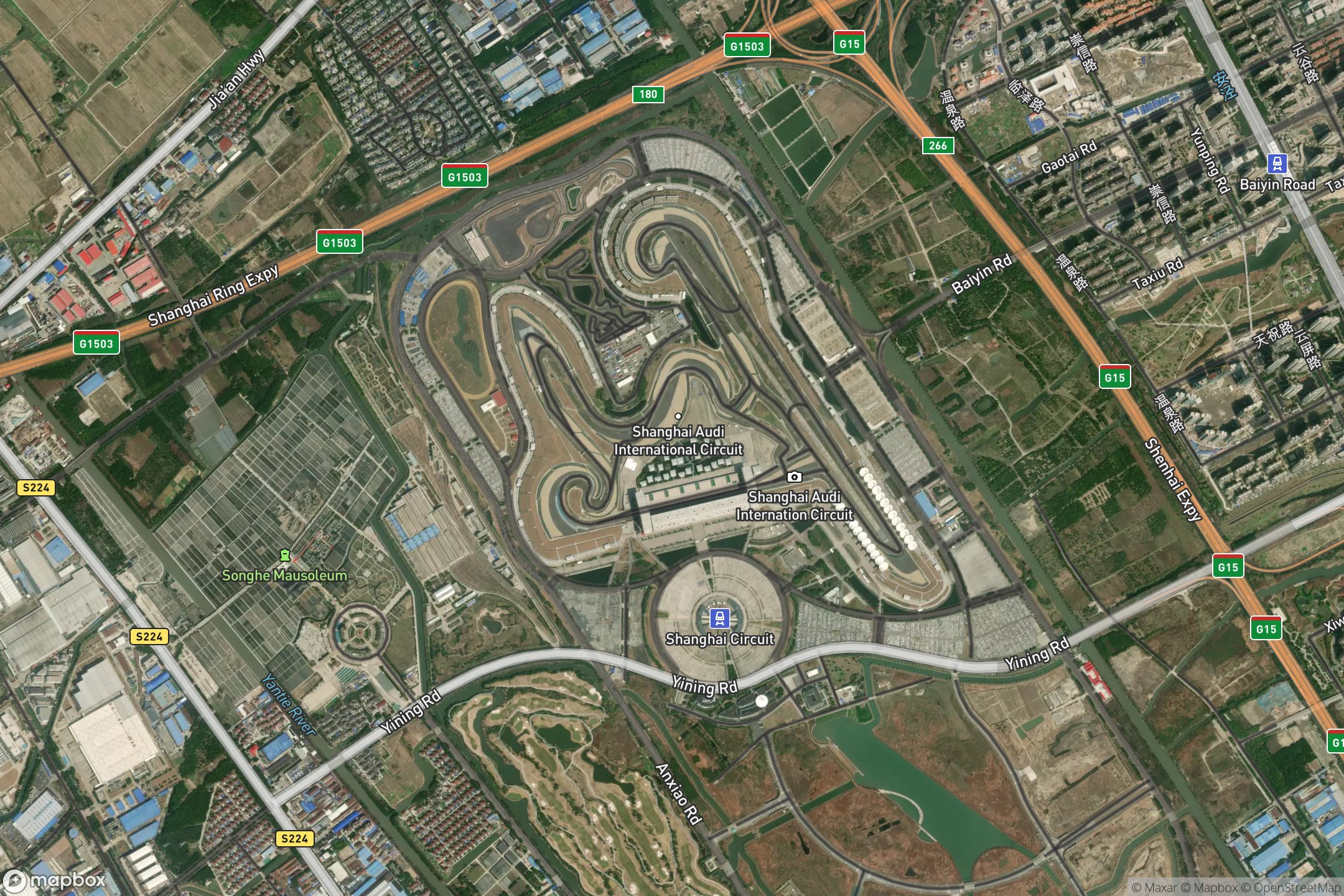 Vue satellite du circuit Shanghai International 