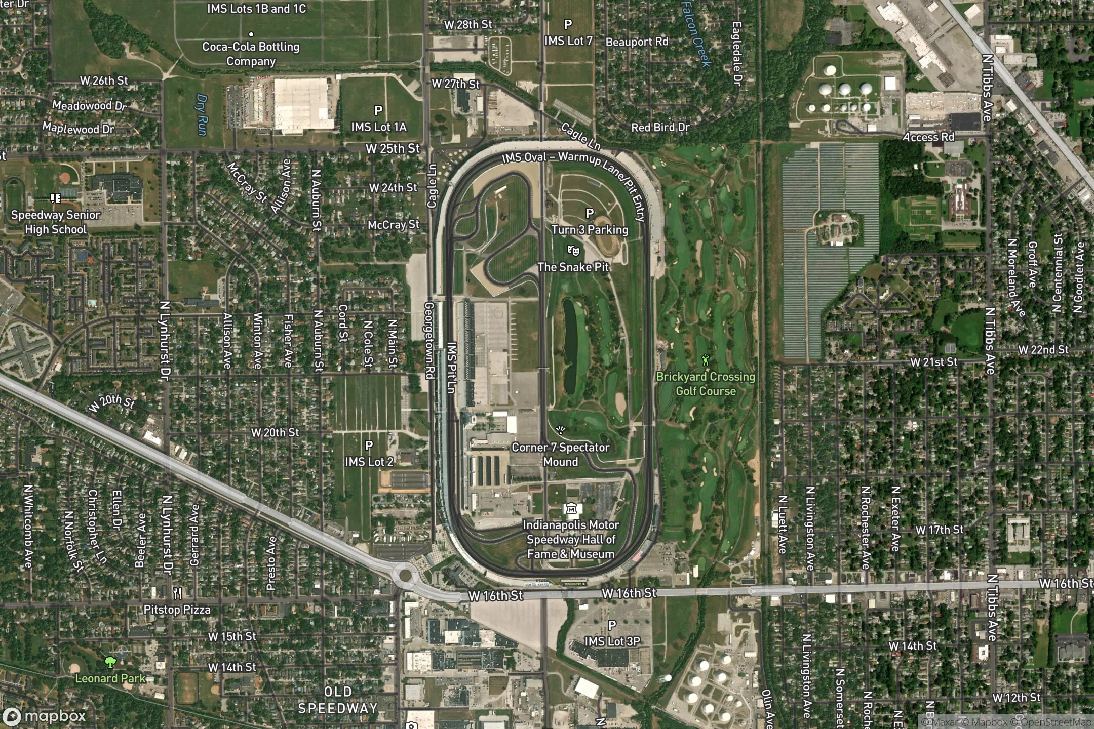 Vue satellite du circuit Indianapolis Motor Speedway