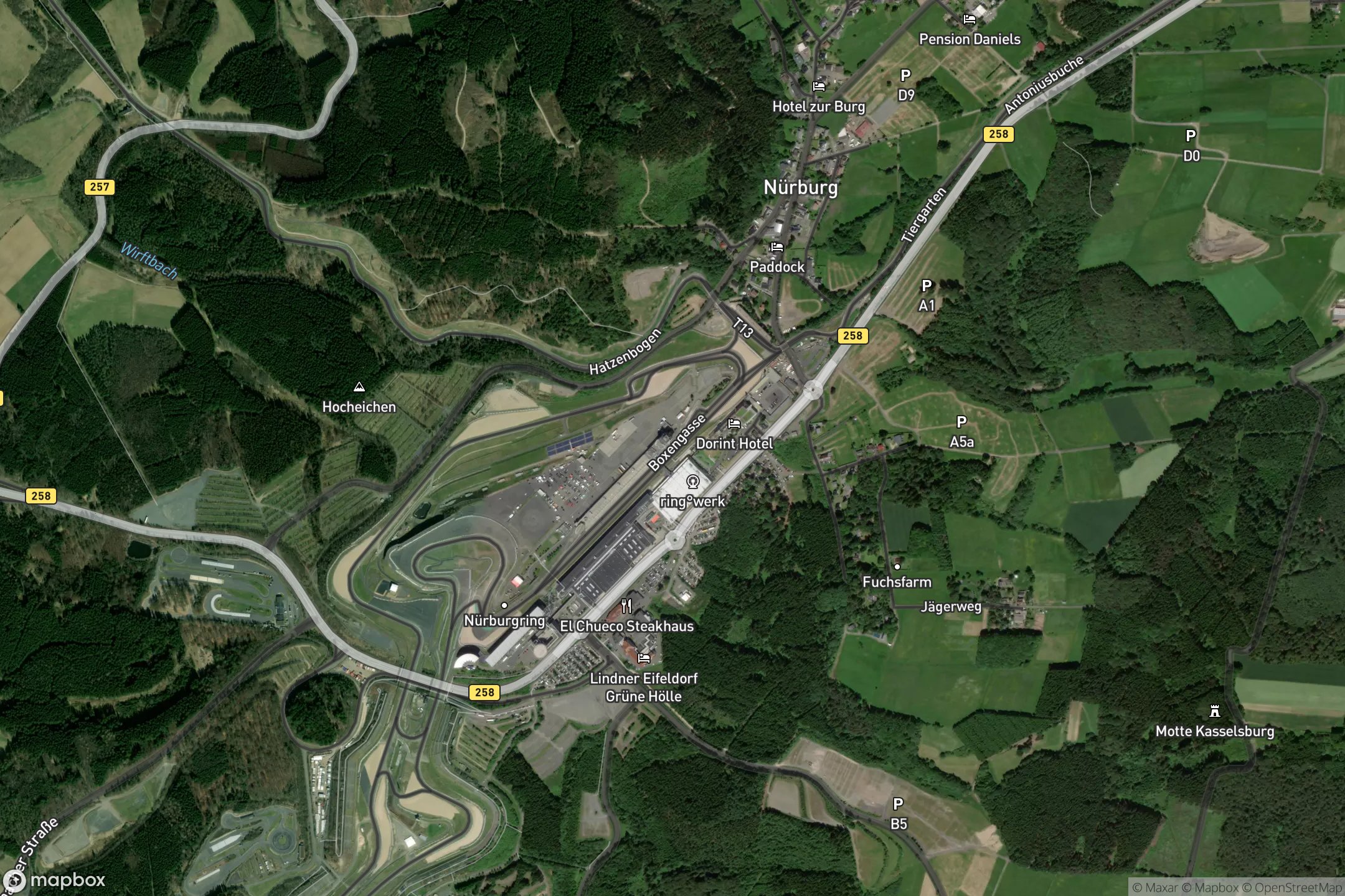 Vue satellite du circuit Nürburgring