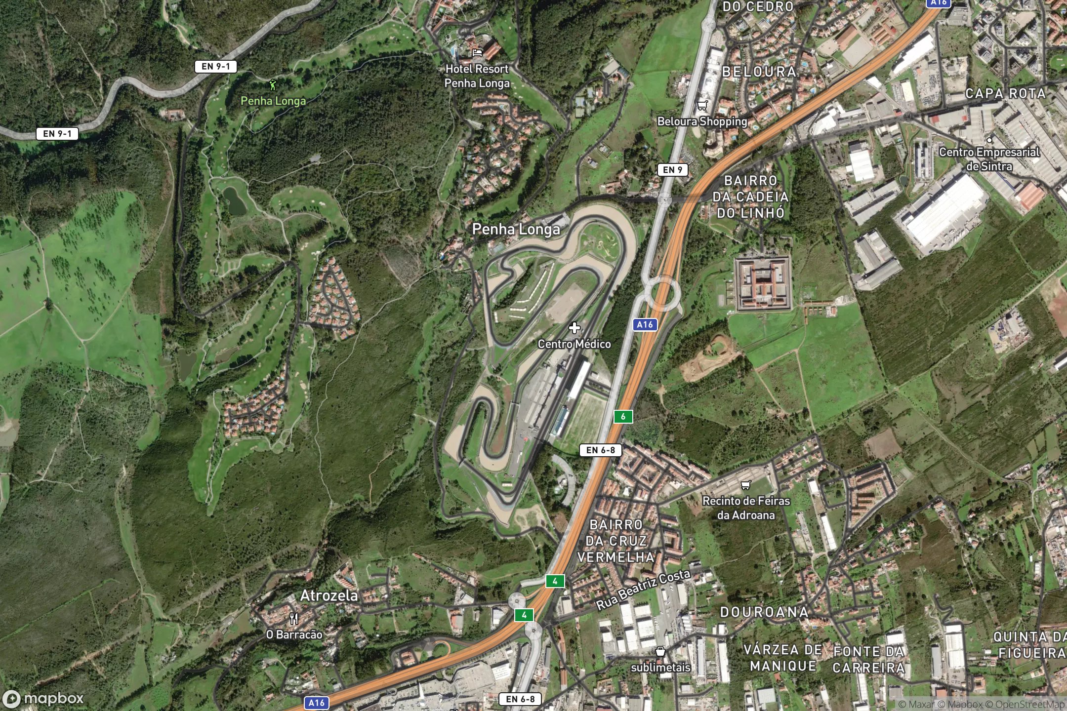 Vue satellite du circuit Autódromo do Estoril