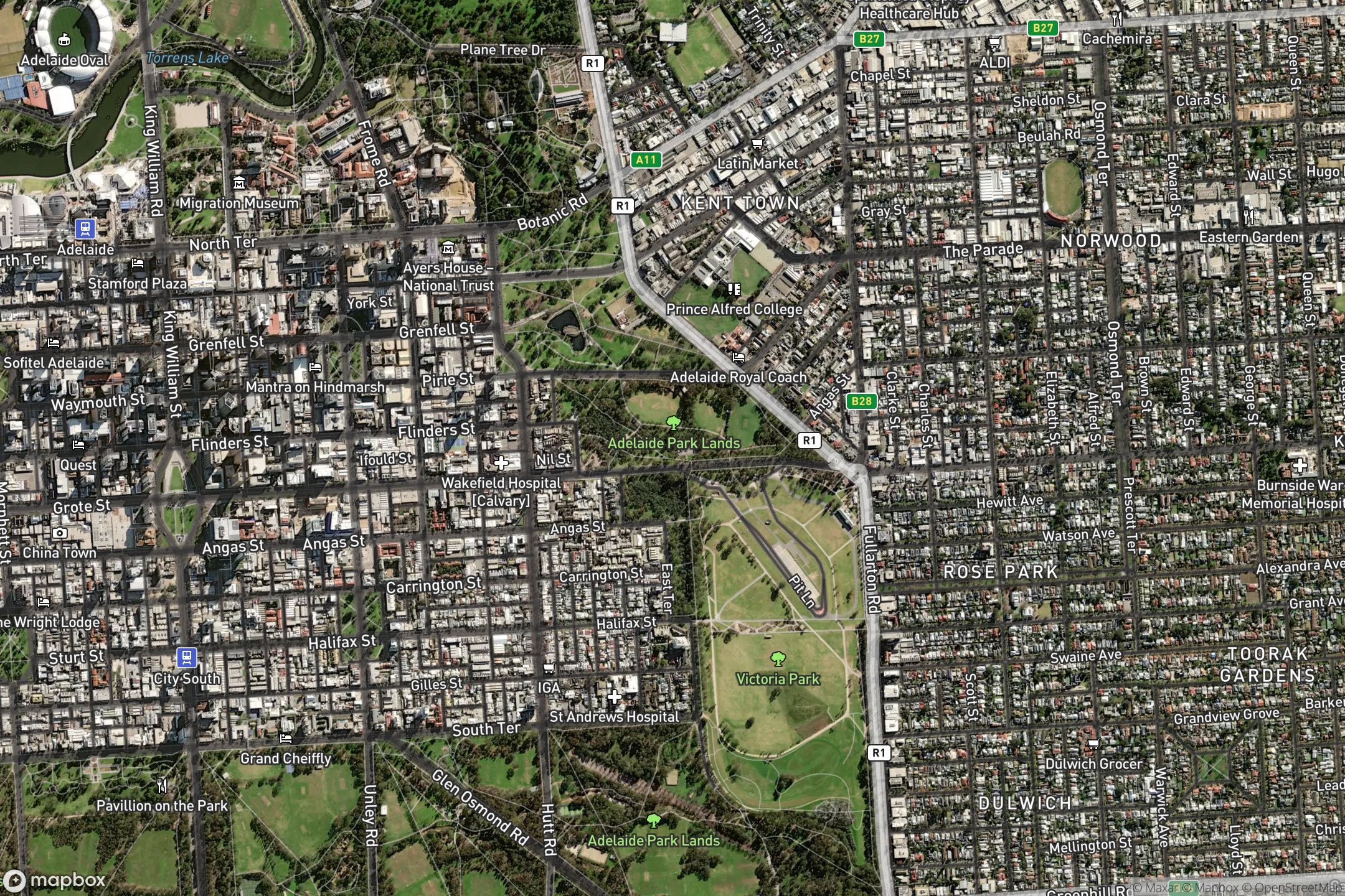 Vue satellite du circuit Adelaide Street 