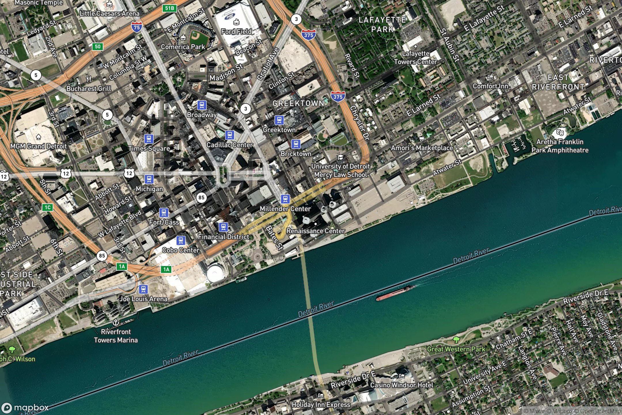 Vue satellite du circuit Detroit Street 