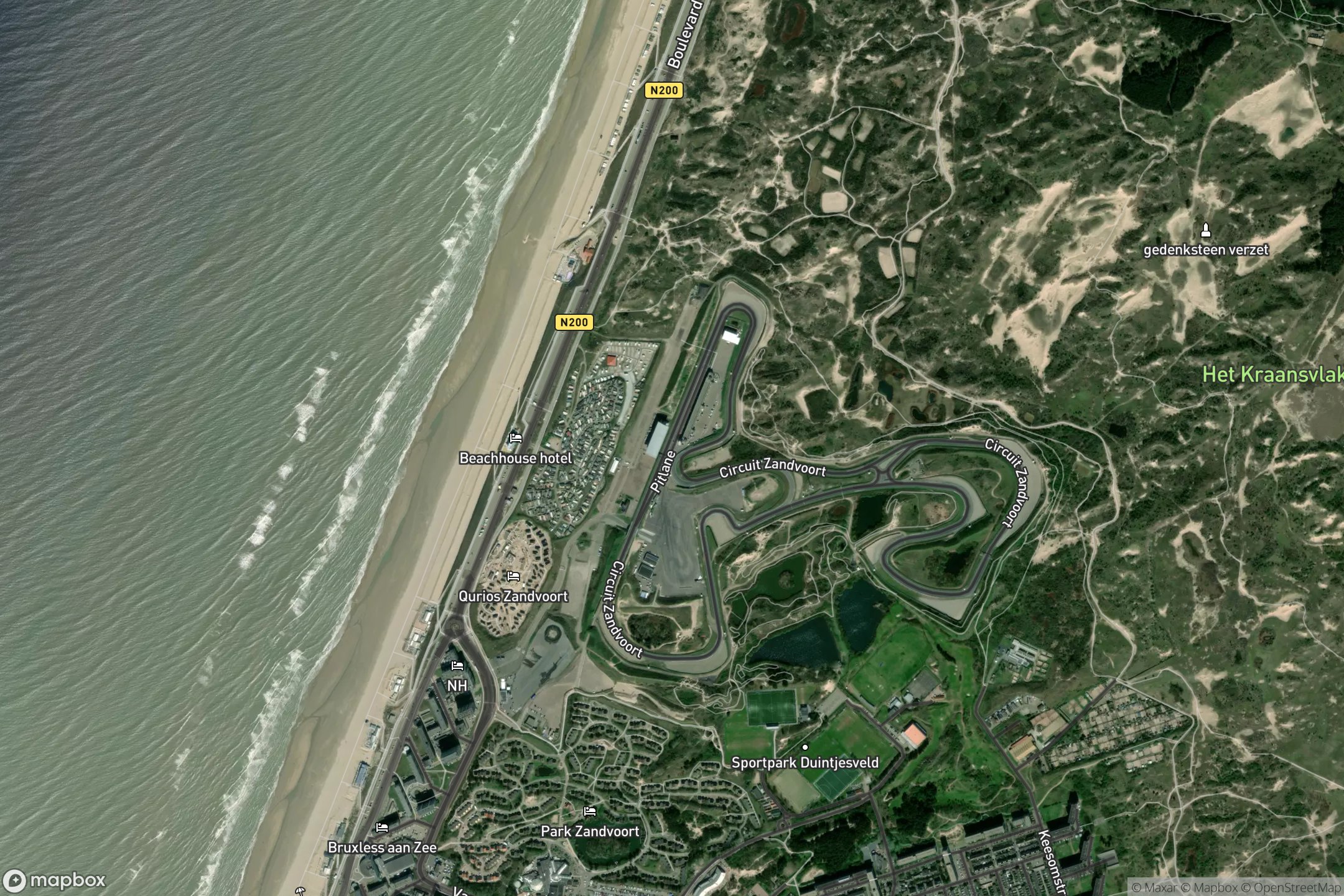 Vue satellite du circuit Park Zandvoort