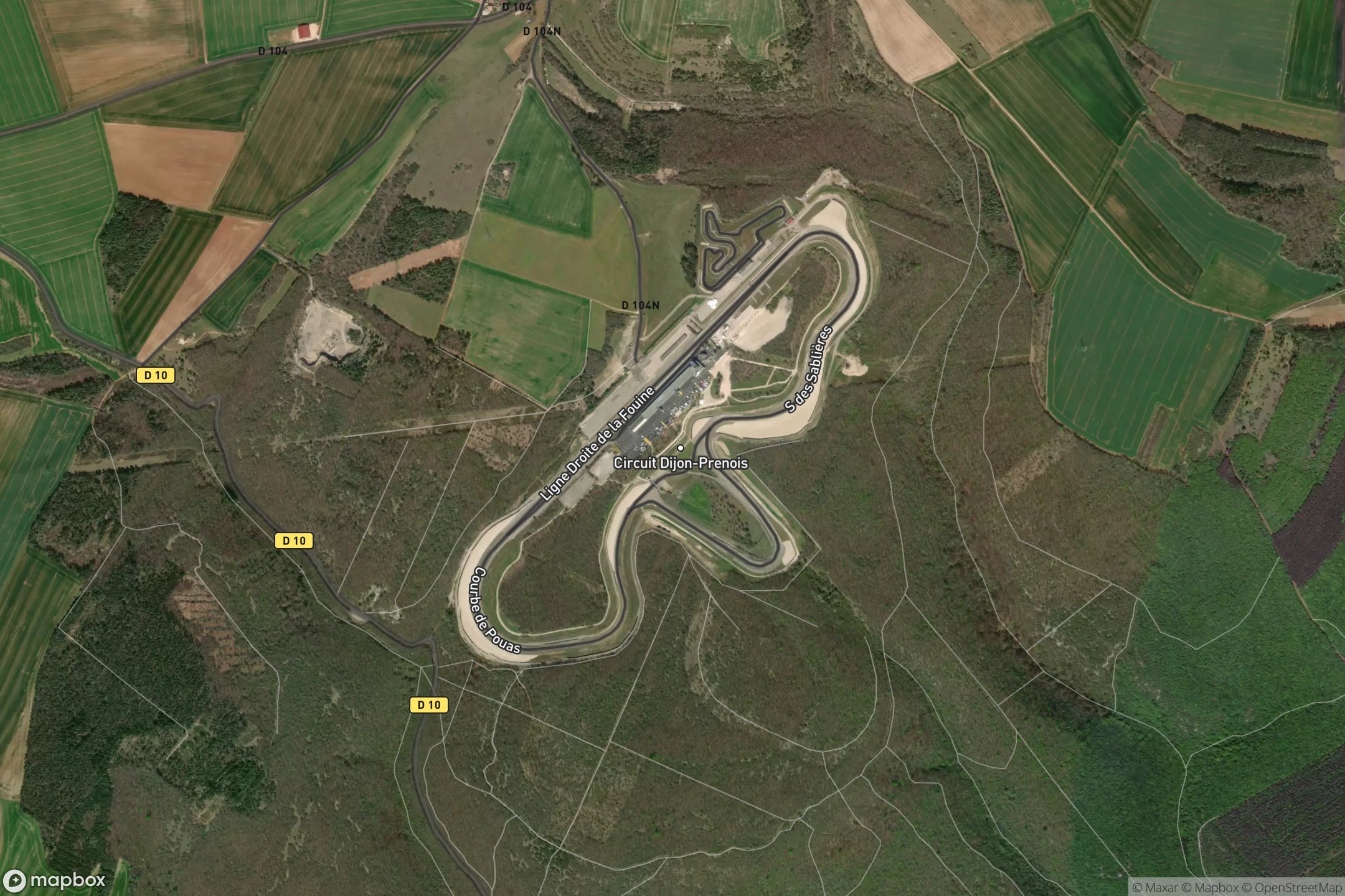 Vue satellite du circuit Dijon-Prenois