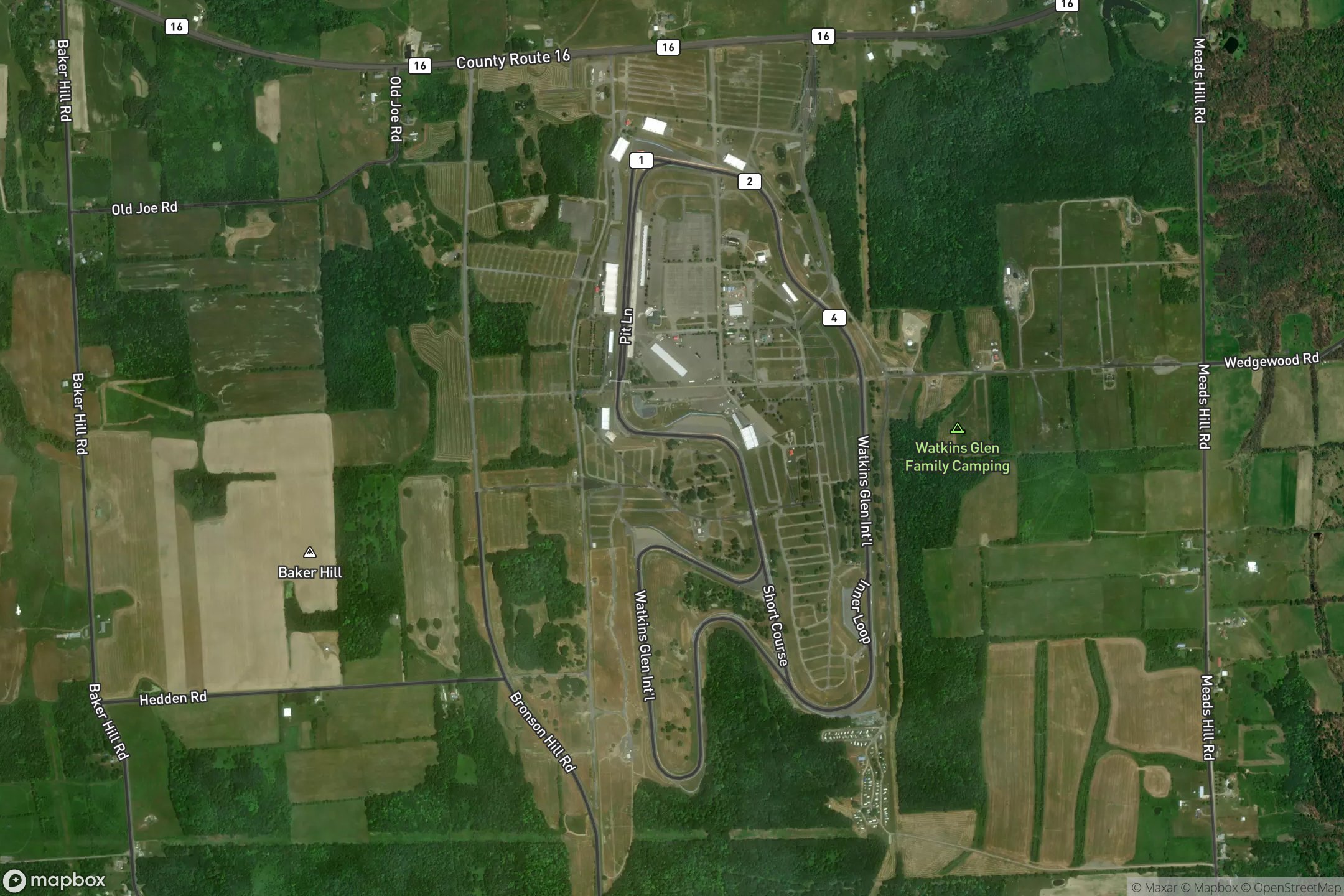 Vue satellite du circuit Watkins Glen