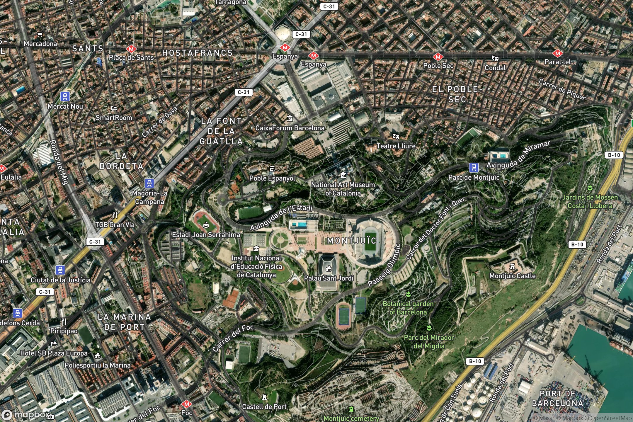 Vue satellite du circuit Montjuïc