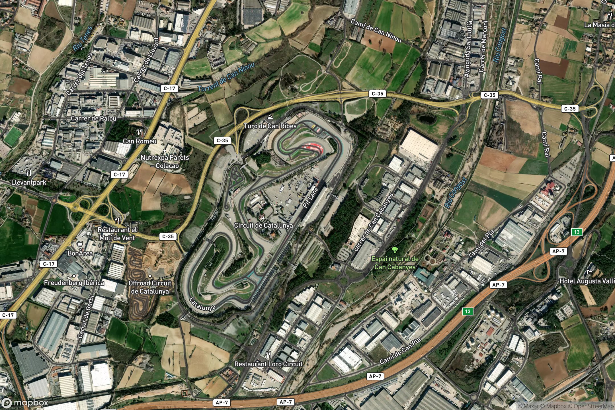 Vue satellite du circuit de Barcelona-Catalunya
