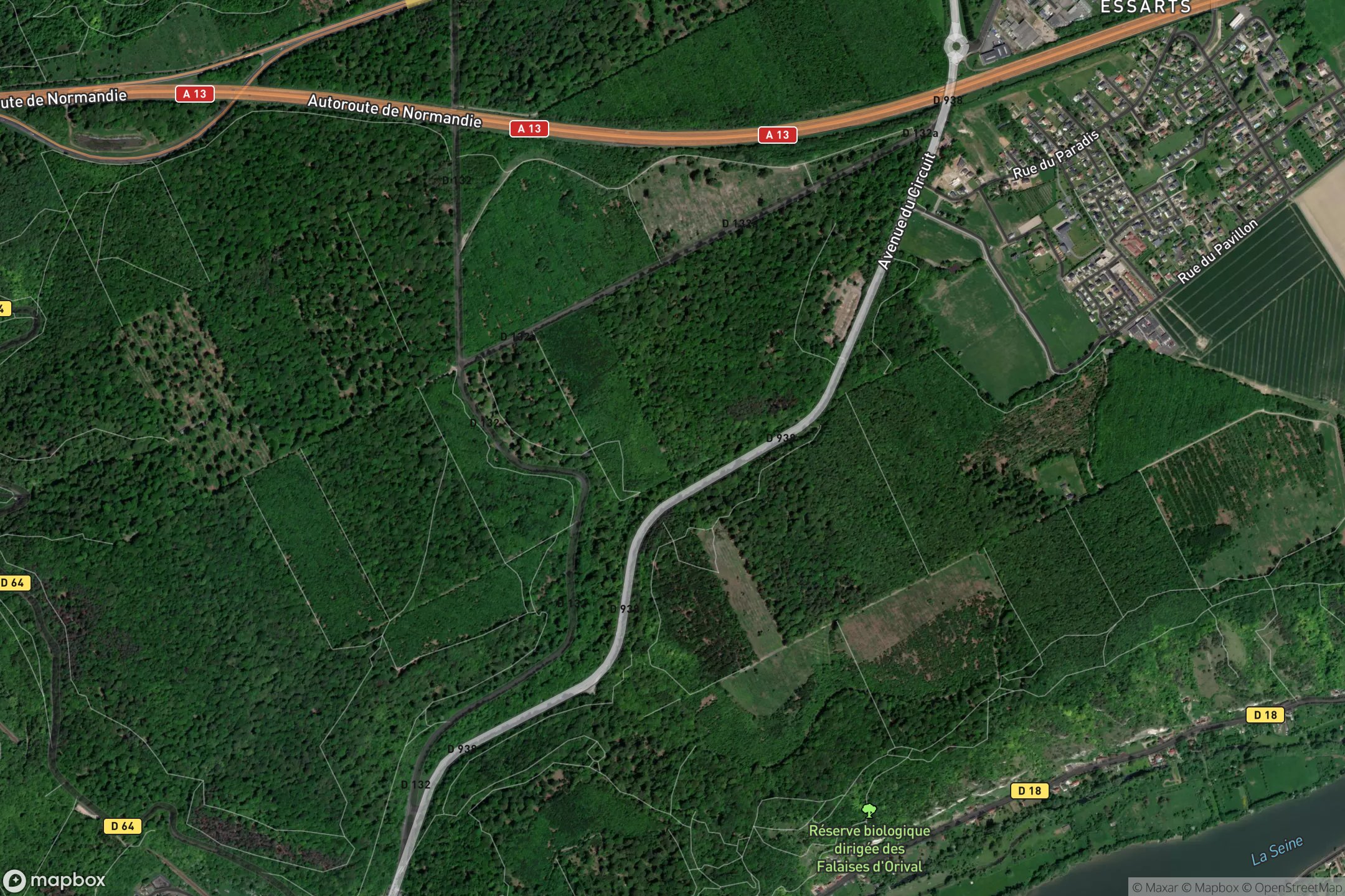 Vue satellite du circuit Rouen-Les-Essarts