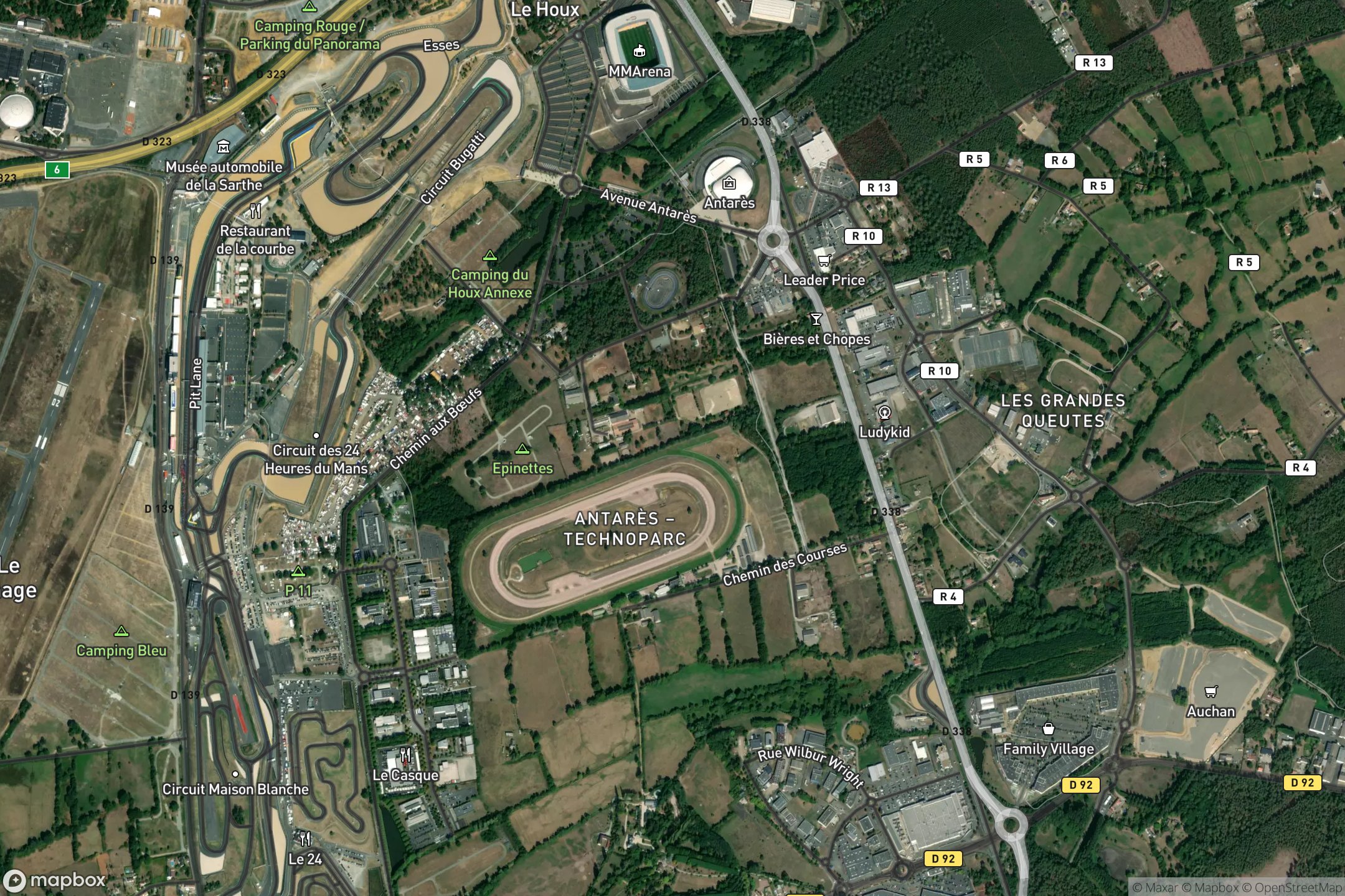 Vue satellite du circuit Le Mans
