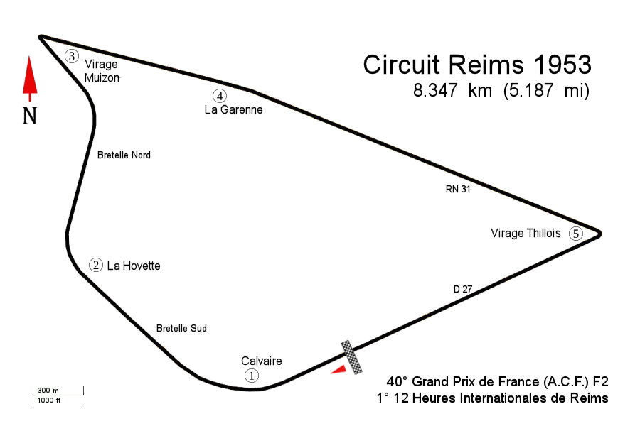 Plan du circuit Reims-Gueux
