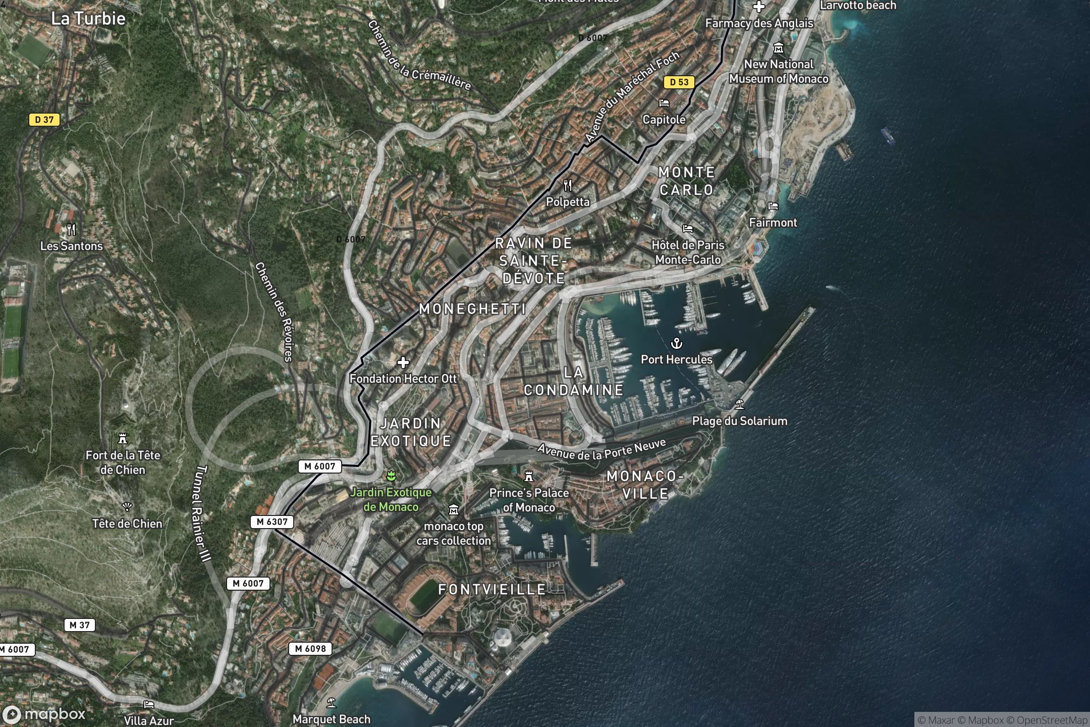 Vue satellite du circuit de Monaco