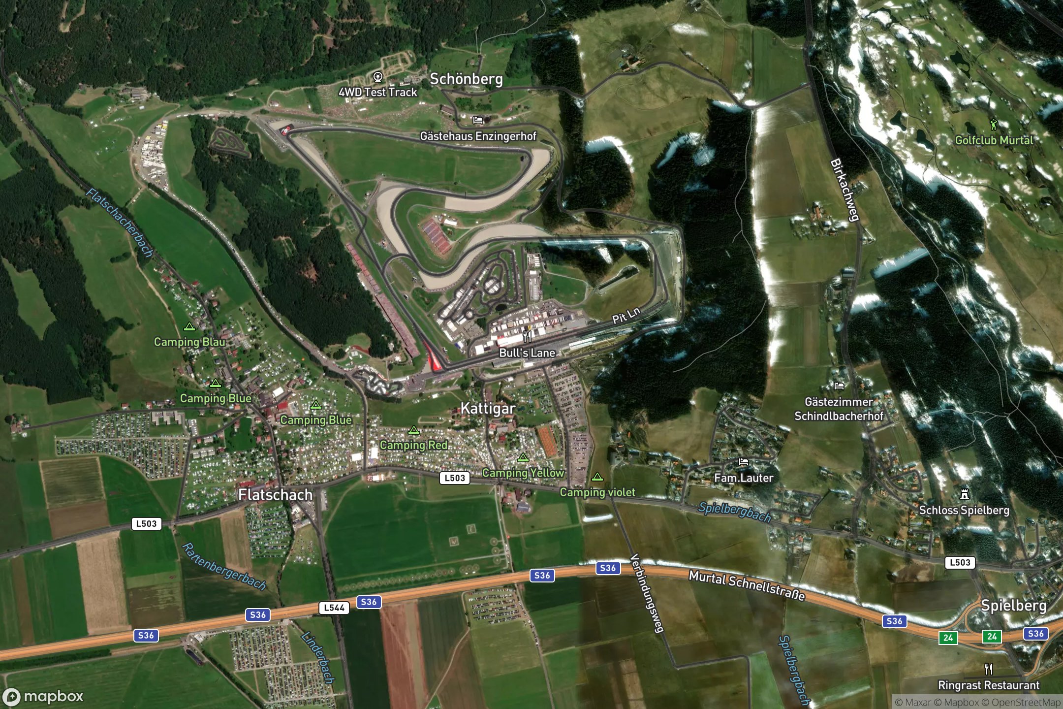 Vue satellite du circuit Red Bull Ring