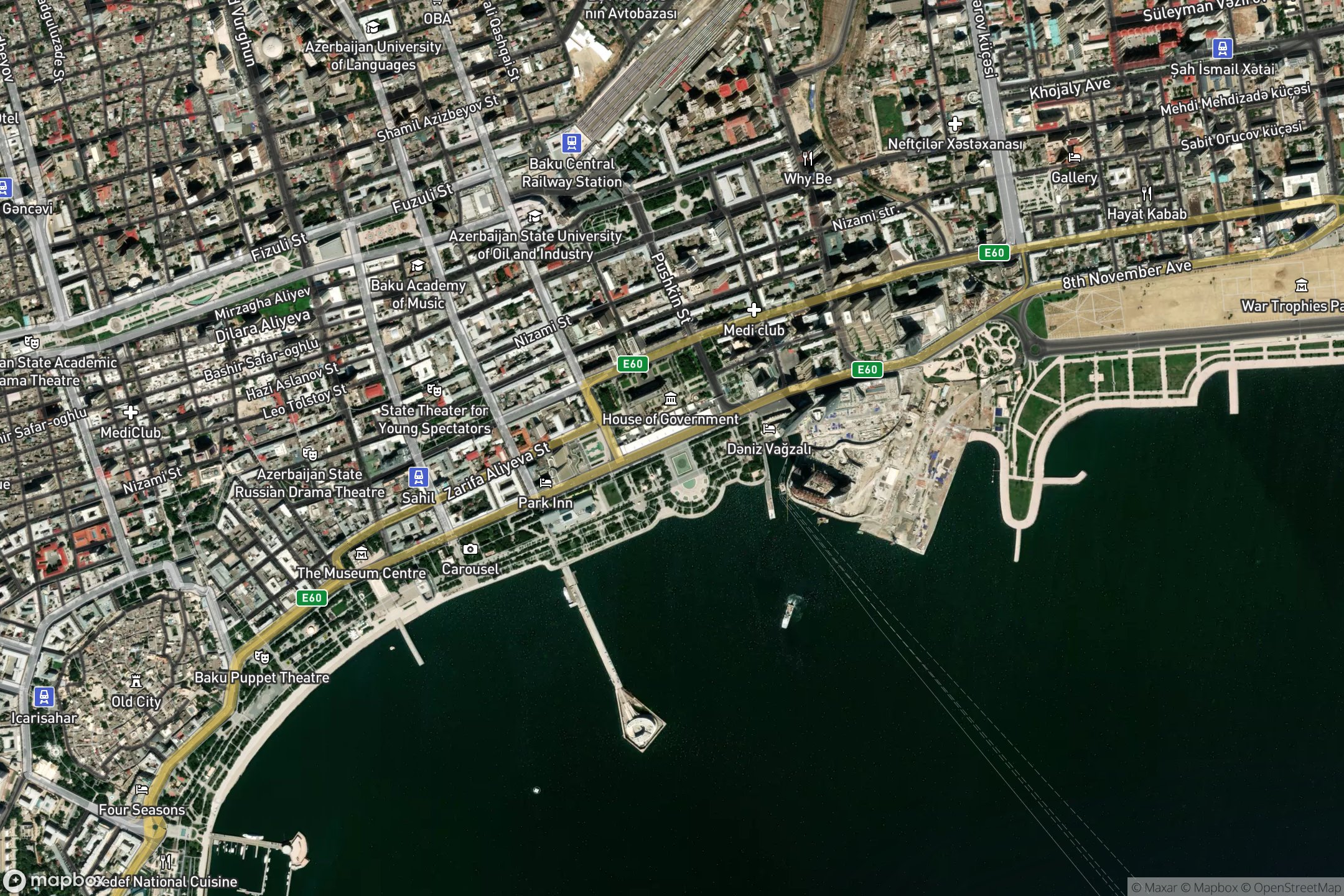 Vue satellite du circuit Baku City 